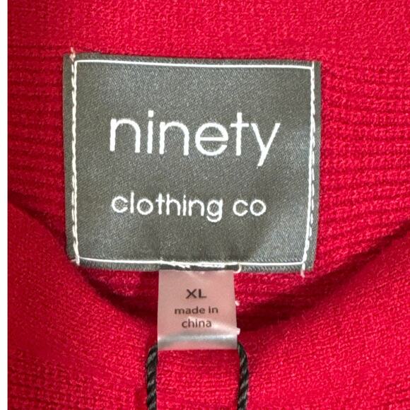 NWT Ninety Clothing Co XL Red Sweater With Gold Button Accents on Left Arm - Picture 4 of 7